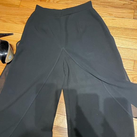 JBS Ltd Vintage Palazzos High Waist Sheer Split/Slit High Rise Waist Wide Flare - Picture 3 of 8